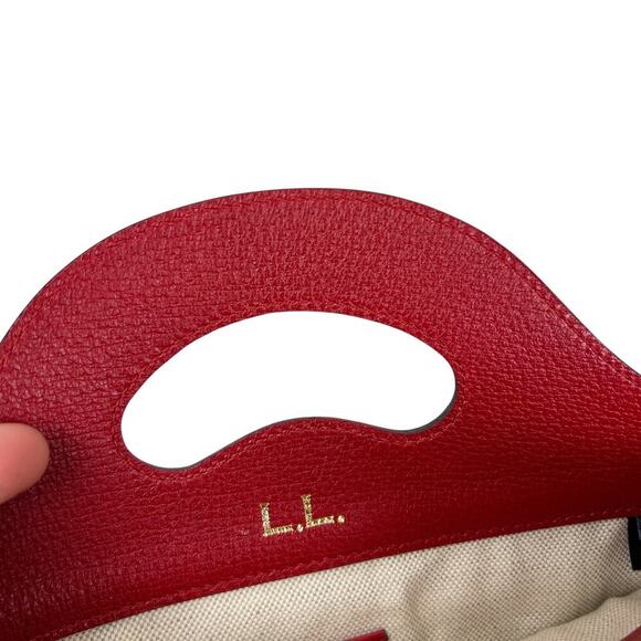 Gucci Red Leather GG Monogram Long Top Handle Canvas BAg - Picture 4 of 10